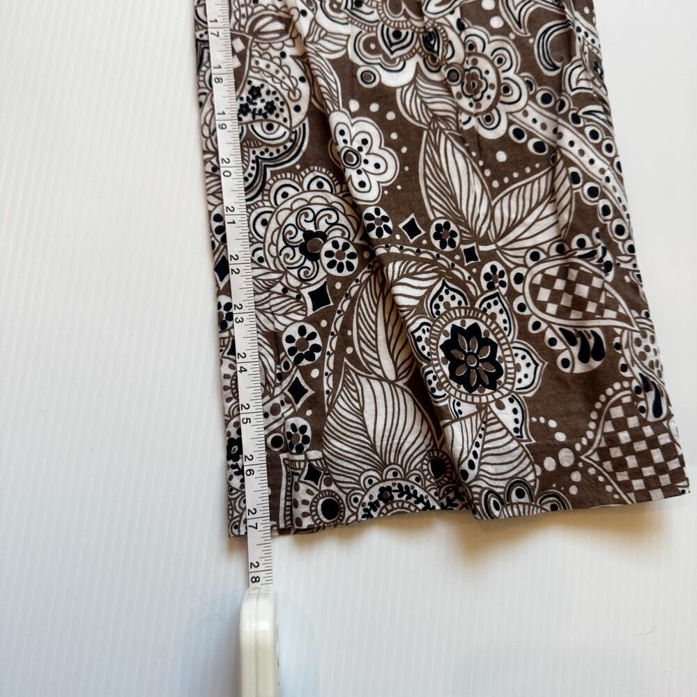 Talbots Paisley Cotton Flare Pants Women's 2 Petite 2P Brown Boho Retro Earthy - Picture 10 of 10